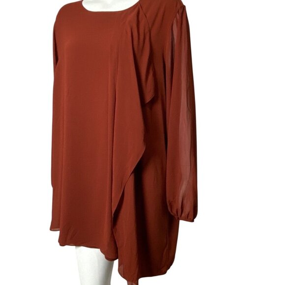 Susan Graver Liquid Knit Tunic Womens Size 3X Chiffon Sleeves Popover A36775 - Picture 3 of 7